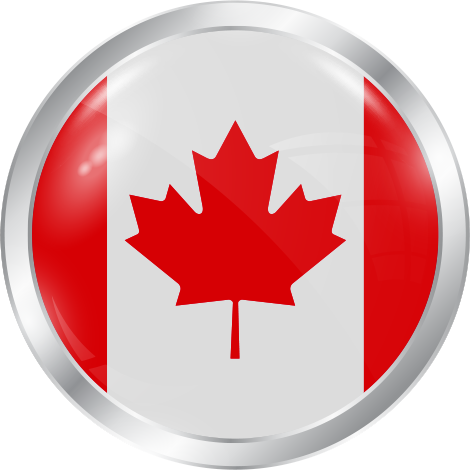 Canadian flag in a 3D button link circle